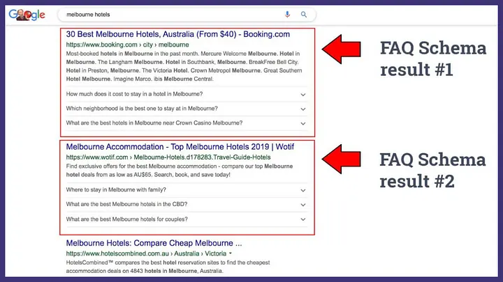 faq schema result google interface