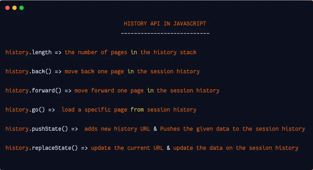 history api in javascript